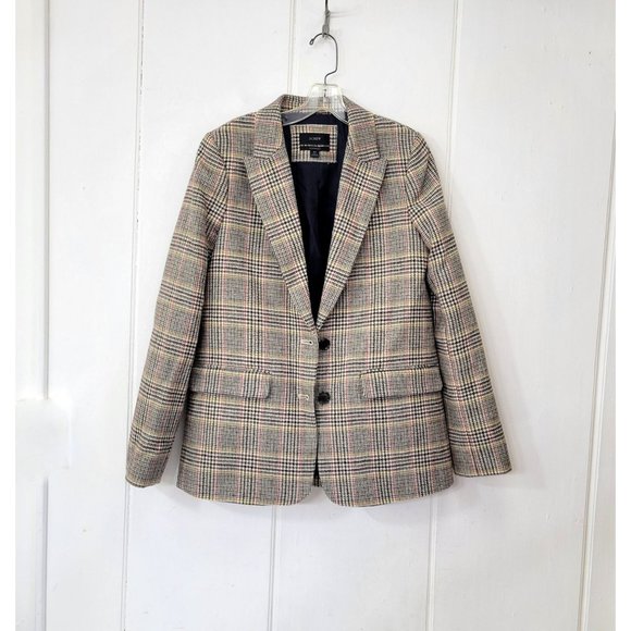 J Crew Sommerset Plaid Wool Blazer Size 8T - Picture 1 of 4